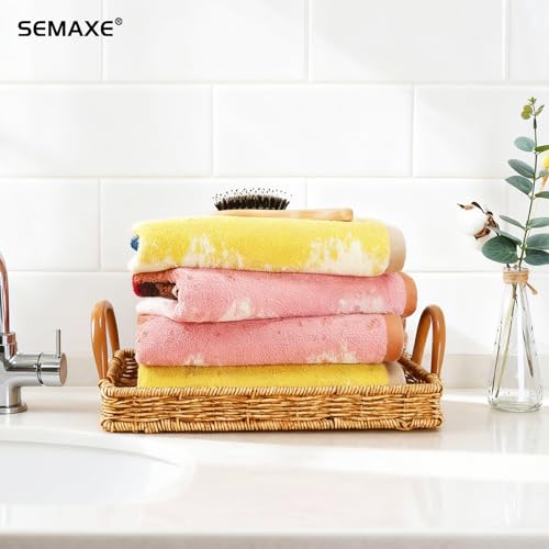 Coastal Ombre Hand Towels for Bathroom, 4-Pack Cotton Hand Towels with Hanging Loop, Soft & Absorbent, Quick Dry, Coastal Bathroom Decor Use, Easy Care