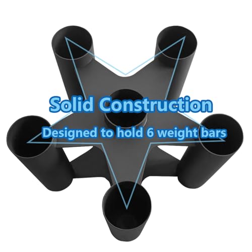 Barbell Rack Stand Vertical Olympic Bar Storage Rack 6 Bars Storage Rack for 2-inch Olympic Bars Dumbbell Handles Triceps Bars Curl Bars