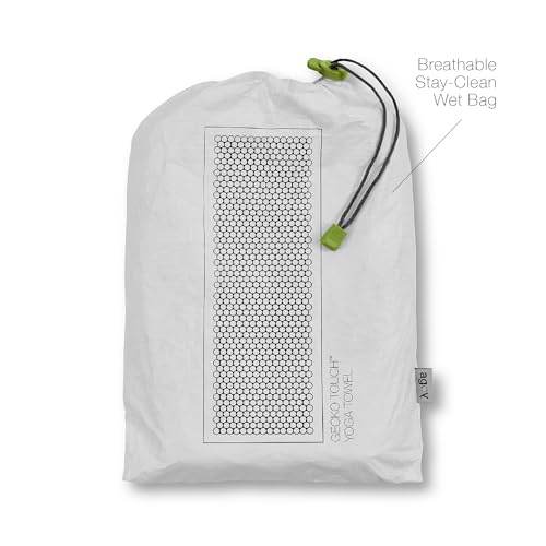 agoy Gecko Touch - Next-Gen Microfiber Yoga Towel - Double-Sided Silicone Non-Slip Grip – Ideal for Hot Yoga - Ultra Absorbent, Easy to Wash, Travel-Friendly - 30% Recycled Material - Free Wet Bag - color: Matcha Green