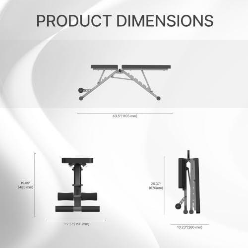 Adjustable Foldable Weight Bench with Flat Incline Decline Positions - color: Black
