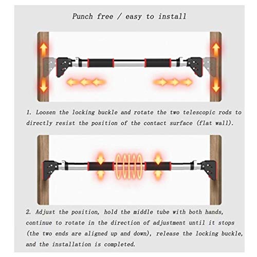 Pull-Up Bars Corridor Horizontal Bar Doorway Chin Up Bar 130-175cm Adjustable No Screws Strength Training Load 400KG,