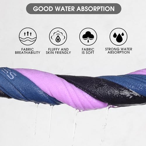 Microfiber Gym Towel Set for Men Women, Super Soft and Quick-Drying Towels for Fitness, Yoga, Cycling, Swimming (Blue+Grey+Purple, 3 Pack) - color: Blue+grey+purple