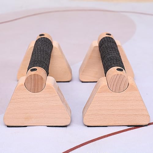2 PCS Wooden Parallettes Bars, Wood Pushup Bars Non-Slip Base Exercise Home Workout Equipment, 20CM Supports Aerobics and Upper Body Strength Training for Men and Women