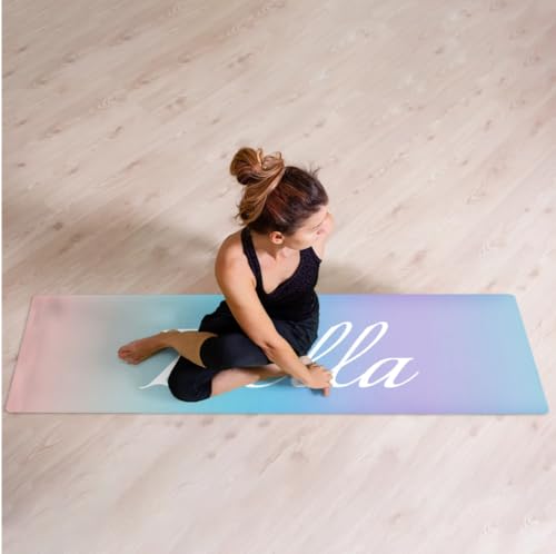 Custom Name Yoga Mat,Personalized Travel Yoga Exercise Mat,Non Slip,Perfect for Kids & Adults,Gradient Color D Series - color: Style 24