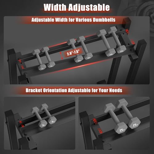 Jusgym Dumbbell Rack Stand Only, 3 Tier Adjustable Height & Angle 1100LBS - size: 34 x 18.7 x 36 inches