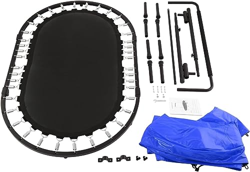 Kids Trampoline Mini Rebounder with Adjustable Handle Foldable Trampoline for 2 Kids Toddler Indoor Outdoor Play Fitness Exercise Workout Max Load 220 lbs