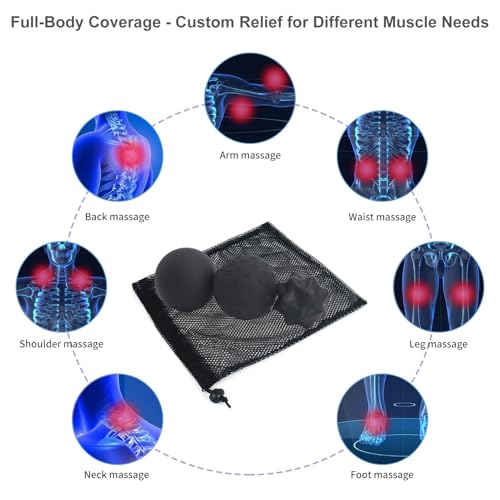 Silicone Massage Balls Set for Myofascial Release,Yoga Deep Tissue,Trigger Point Therapy & Foot Plantar Fasciitis,Muscle Soreness Massager Ball (3 Pack,Black)