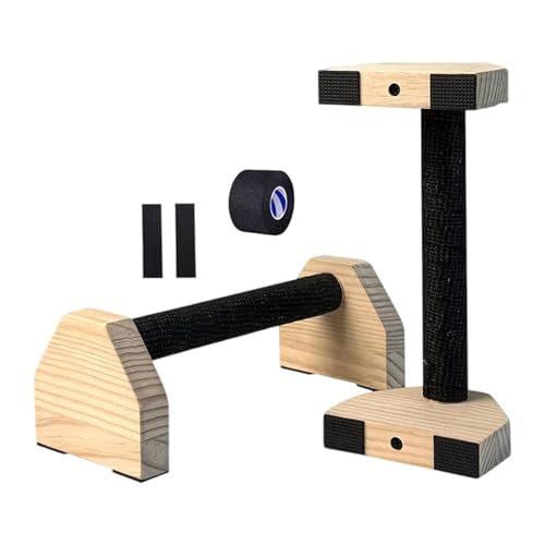 2 Pieces Push Up Bar Wooden Ergonomic Non Slip Handles Sturdy Stand Parallette Equipment Suitable for Adults Men Women Indoor
