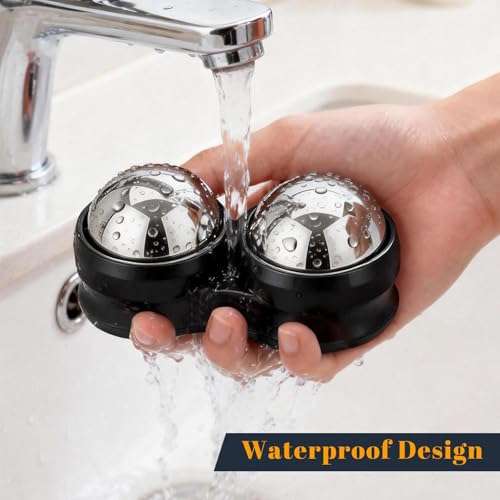 ideayard Stainless Steel Massage Roller Double Ball - Ice Therapy Muscle Pain Relief, Sore Muscles, and Tension Relief Cold & Hot Therapy Back, Shoulder, Leg, Calf Muscle Fascia Release Tool - color: Black
