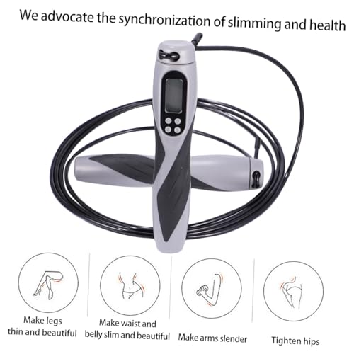 Electronic Counting Jump Rope Weighted Steel Cable Skipping Rope for Workout Fitness Training with Digital Counter Suitable and Gym Exercise (black)
