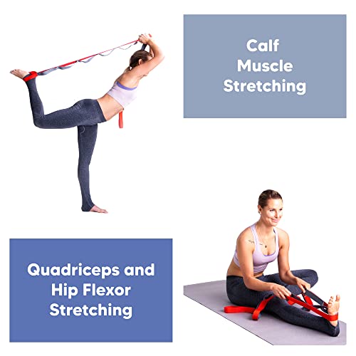 Stretching Strap for Yoga, Flexibility, Rehabilitation - 2 Free Exercise Ebooks - Get Flexible with 12-Loop Stretch Band for Rehab, Recommended by Physical Therapists and Trainers