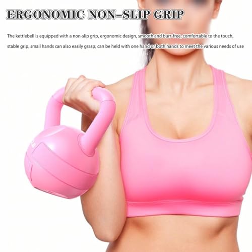 Kettlebell Weights Women's Fitness Shaping Kettle Ball, Office Casual Exercise Dumbbell, Ergonomic Handle, Squat/Swing/Press(Pink-5LB)