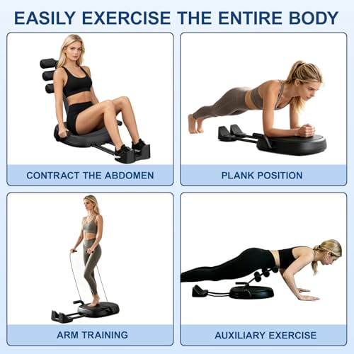 Ab Machine with Auto Rebound, Ab Workout Equipment with 3 Adjustable Resistance, Flodable Sit Up Exercise Foam Roller & Handle, Ab Crunch Machine with 330 Lbs Weight Capacity, for Home, Office, Core Strength, Stomach Workout (Black)
