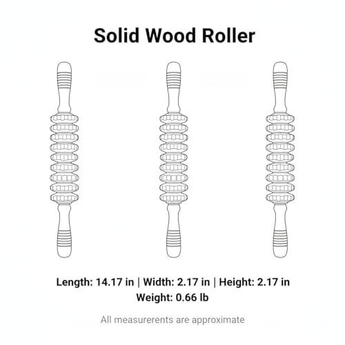 14.2 Inch Solid Wood Roller, Manual Stick for Home Gym, Ergonomic Firm Pressure Tool (1 Pack) - color: Silver