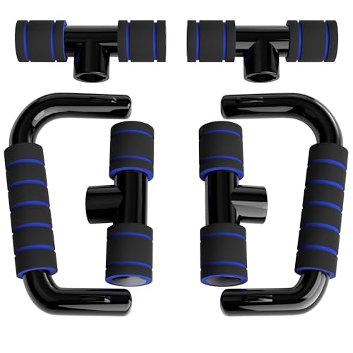 READAEER Push Up Bars Gym Exercise Equipment Fitness 1 Pair Pushup Handles with Cushioned Foam Grip and Non-Slip Sturdy Structure Push Up Bars for Men & Women - color: Blue