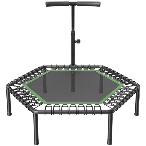 VEVOR 54.5 Inch Mini Trampoline, 450 lbs Max Load Fitness Rebounder, Stable & Quiet Small Trampoline with 3 Levels Height Adjustable & Foam Handle, Exercise Rebounder for Adults Indoor/Garden Workout