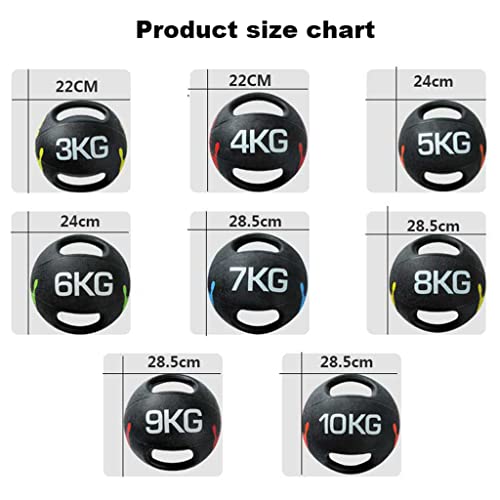 Professional 3KG-10KG Double Handle Grip Medicine Ball - for Weights Training MMA Boxing Exercise Fitness (J 10KG)
