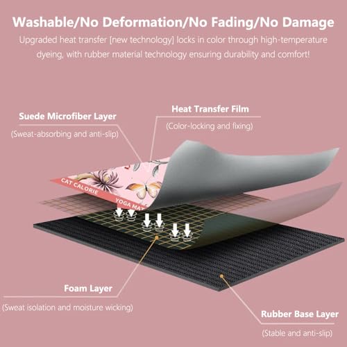 The Ultimate Grip Yoga Mat Towel for Women | Zero-Slip Natural Rubber Backing | 72"x26.7" Absorbent Suede Microfiber Pro-Grade Hot Yoga Towel | 1mm Ultra-Thin & Foldable for Pilates, Travel (Floral)