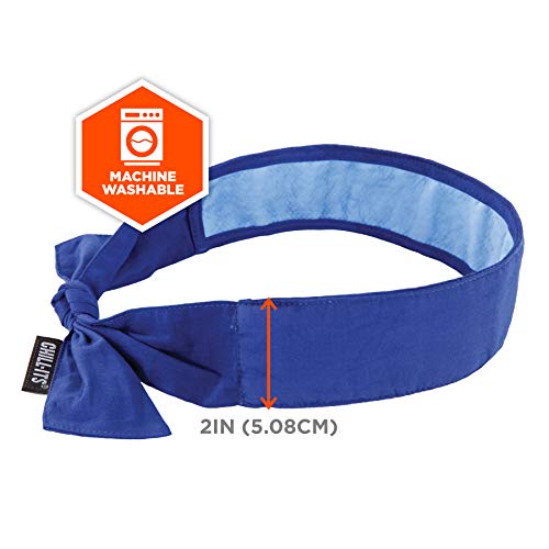 Ergodyne Chill Its Cooling Bandana, Lined with Evaporative PVA Material for Fast Cooling Relief, Tie for Adjustable Fit, Blue, 2-Pack - size: 1 Count (Pack of 2)