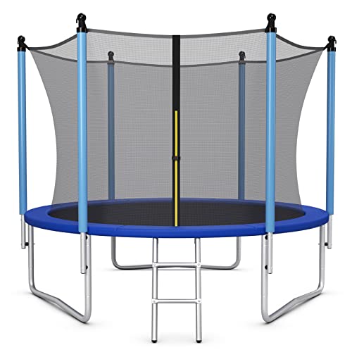 Giantex Trampoline for Kids Adults, ASTM Approved 8 10 12 14 15 16Ft Big Trampoline with Ladder, Thickness Steel Pipes Wear-Resistant All Weather Outdoor Large Recreational Trampoline with Net