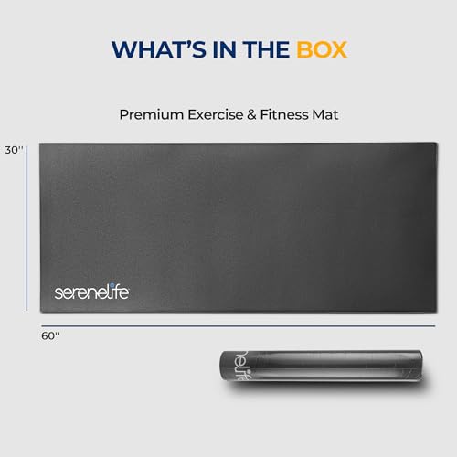 SereneLife Yoga Mat 30" x 60", 6mm Extra Thick Non-Slip Fitness Mat, Soft & Durable Exercise Mat for Gym, Cardio, Pilates, Stretching, Floor Workouts, Lightweight, Travel-Friendly, Men & Women