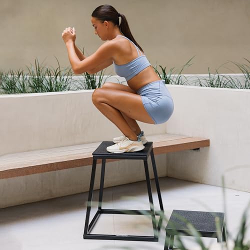 Retrospec Leap Plyo Box Jump Platforms for Home Gym Plyometric Jumping, Strength Training & Jump Box Exercise for Men and Women - color: Matte Black, style: 18"