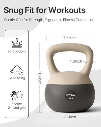 YOTTOY Soft Kettlebell, Set for Strength Training Kettlebells & Home Workouts, Soft-Sided Cushioned Base, Wide-Handle - Ideal for Men, Women, & Beginners - color: 6LB-White