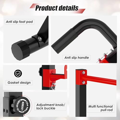 soges Foldable Power Tower, Pull Up Dip Station for Home Gym, 500 LBS Capacity Power Tower with Triangular Design, Adjustable Height Pull Up Bar for Full Body Workout - color: Red