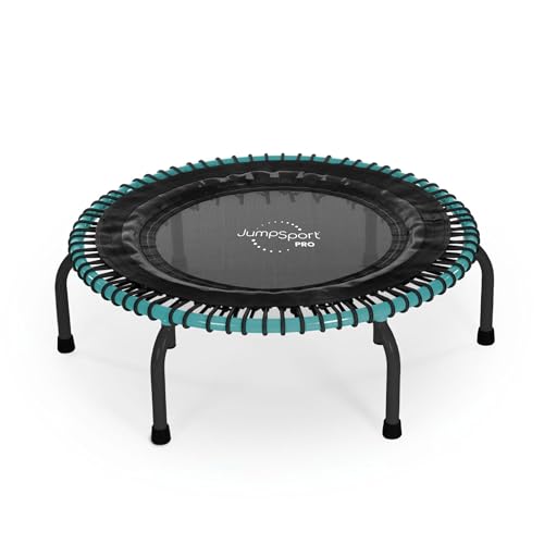 JumpSport 350 PRO 39 Inch Fitness Trampoline Indoor Rebounder Cardio Workout Equipment 300 lb Capacity - color: Teal