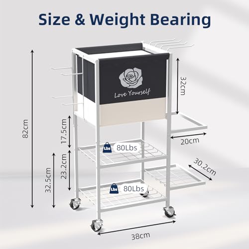 Multi-Functional Home Gym Storage Rack,All-in-One Weight Rack,Yoga Mat Foam Rollder Holder with Wheels and Side Holder - color: White