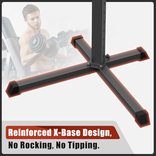 Jusgym Adjustable Dumbbell Stand, 35" Height Adjustable Dumbbell Rack, 300LBS Capacity Home Gym Storage Rack with 90°Rotating Platform(Rack Only)