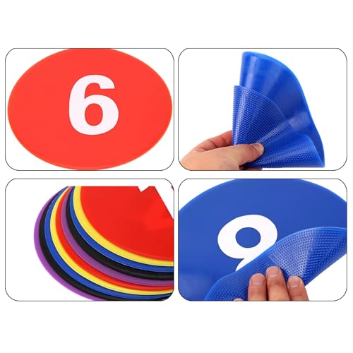 10 Pcs Flat Cones Spots Markers, Floor Dots Spots Markers, 9 Inch Nonslip Plastics Agility Markers Flat Field Cones Floor Dot