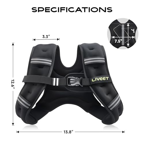 Weighted Vest, Weighted Vest for Women Men, 5lb/10lb/15lb/20lb/25lb/30lb SGS Certified Weight Vest with Pocket Reflective Strips Adjustable Buckle Straps for Walking Running Strength Training Cardio Workout - size: 10lbs