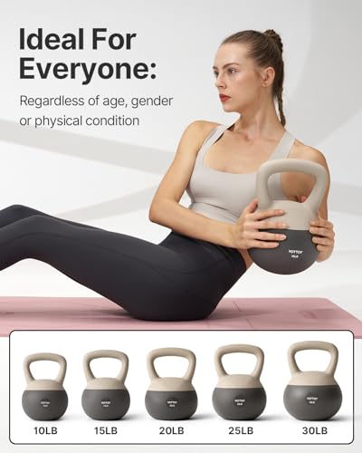 YOTTOY Soft Kettlebell, Set for Strength Training Kettlebells & Home Workouts, Soft-Sided Cushioned Base, Wide-Handle - Ideal for Men, Women, & Beginners - color: 10LB-White