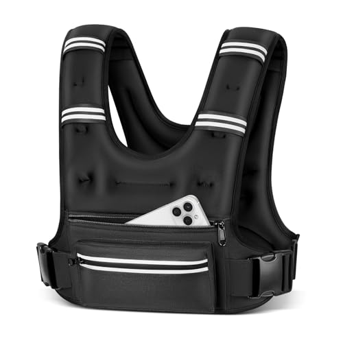 Weighted Vests for Women Men, 8 12 16 20 lb Weighted Vest with Storage Pockets, Rucking Vest with Reflective Stripe, Adjustable Straps Weight Vest for Running, Walking, Workout, Training