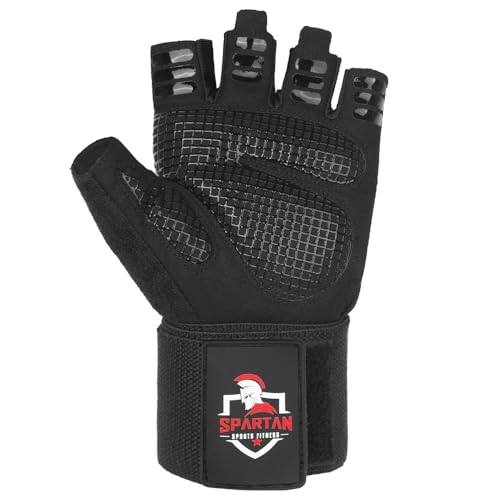 Spartan Gym Gloves for Men & Women – Weight Lifting Gloves with Wrist Support, Full Palm Protection, Breathable Non-Slip Grip for Weightlifting, Workout, Training, Fitness, Crossfit, Exercise - size: Medium