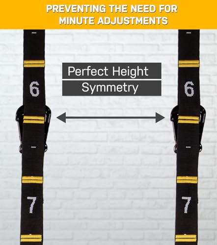 Gymnastics Rings with Quick Adjust Numbered Straps and Exercise Videos Guide - Full Body Gym Rings - Calisthenics Rings Wooden Rings 1.25" (Wax Oil Finish)