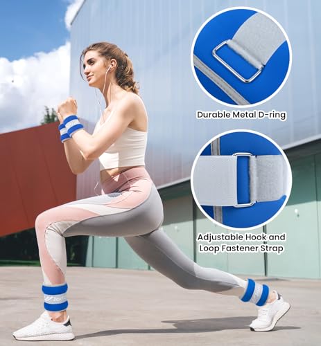 Ankle Weights A Pair of 1/2/3/4/6/8/10/12/20 LBS Wrist Leg Arm Weights for Women Men with Adjustable Straps, Strength weighted for Physical Therapy Running Walking Home Fitness Gym Workout Weight Loss - color: Dark Blue