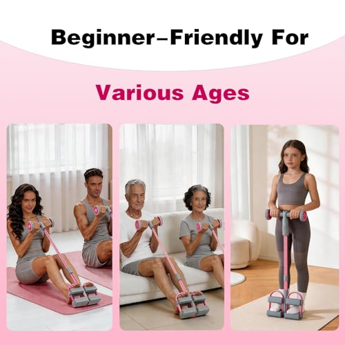 Resistance Bands with Handles, 6 Tube Pedal Resistance Band for Exercise, Dual Pedal Adjustable Resistance, Ab Roller Handle Full Body Home Workout Equipment for Abs, Legs, Arms, Women