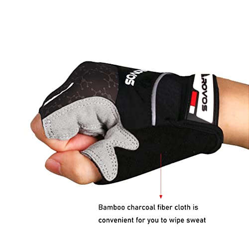 Men & Women Cycling Gloves - 5mm Padded Half Finger Breathable Mountain & Road Biking Gloves - color: Black-b, size: Small