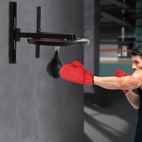 Heavy Duty Adjustable Speed Bag Platform Kit with Punching Ball, Wall Mounted Fitness Ball Boxing Reaction Training Equipment,Speed Bag Platform for Punching, Training, Boxing, Exercise - color: Black 1