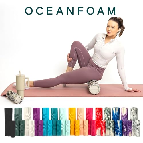 Oceanfoam Ripple Small Foam Roller for Physical Therapy (Natural Marbled) - color: Black Marbled