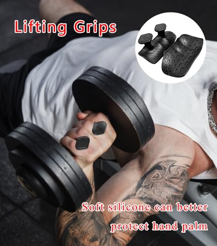 2 Pair Weight Lifting Grips for Men Women, Ergonomics Workout Silicone Gym Grips Pads for Palm Protection, for Weight Lifting, Pull-Ups, Gym Training and Exercise