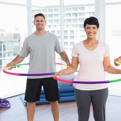 8 Pack Color Detachable Hoop Fitness Waist Exercise Ring Plastic Exercise Hoop Adjustable Weight Size Plastic Adult Party Supplies Game Sport Gymnastic