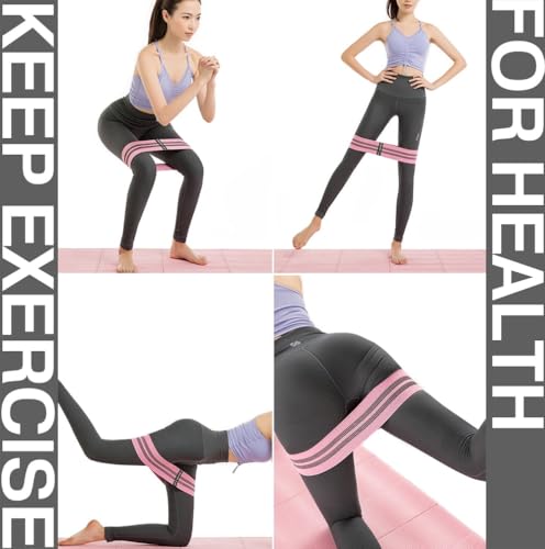 Fabric Non-Slip Resistance Band Set for Legs and Butt with Exercise s (3-Piece)