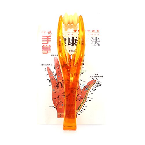 2 Pieces Orange Finger Joints Massager Hand Handheld Blood Circulation Tool Stress Relief Plastic Care Relax Double Rubber Roller Massage (2)