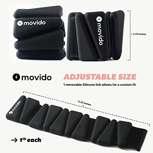 Movido Wrist and Ankle Weights | 1 lb each (2 per set) | Adjustable Workout Weights for Women and Men | Perfect for Yoga, Walking, Pilates, Hiking, Aerobics, Movement - color: Blush