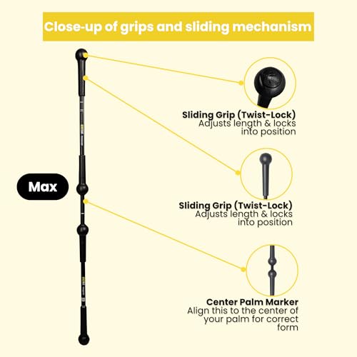 BendyBar Flexible Weighted Resistance Bar to Improve Joint Mobility, Core Strength & Balance, Adjustable Height - size: MAX