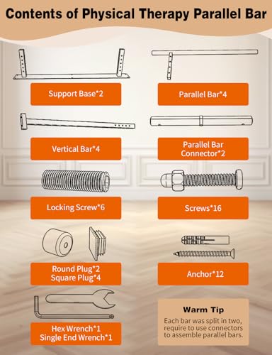 YEEZOO Parallel Bars for Physical Therapy 7FT, Adjustable Height & Width Walking Assist bar for Rehabilitation & Walking Balance Issues(7FT/214cm) - size: 7FT Length