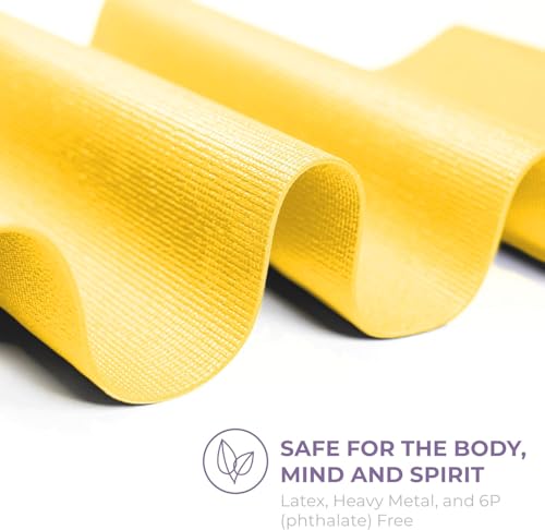 Voyage Yoga Mat, 6 Pack, 72" x 24" Professional Studio and Gym Bulk Yoga Mats, 5mm Thick, Durable, Anti-Tear, Non Slip Fitness and Exercise Mats - color: Yellow